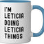 Taza Cerámica Leticia Cosas de Leticia Azul/Blanco