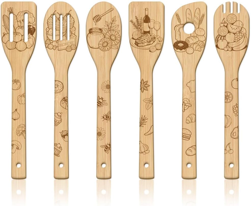 Set 6 Cucharas de Madera para Cocina Regalo