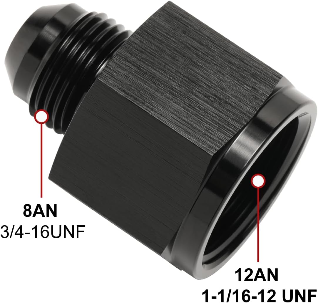 Adaptador reductor 12AN a 8AN aluminio negro set 2