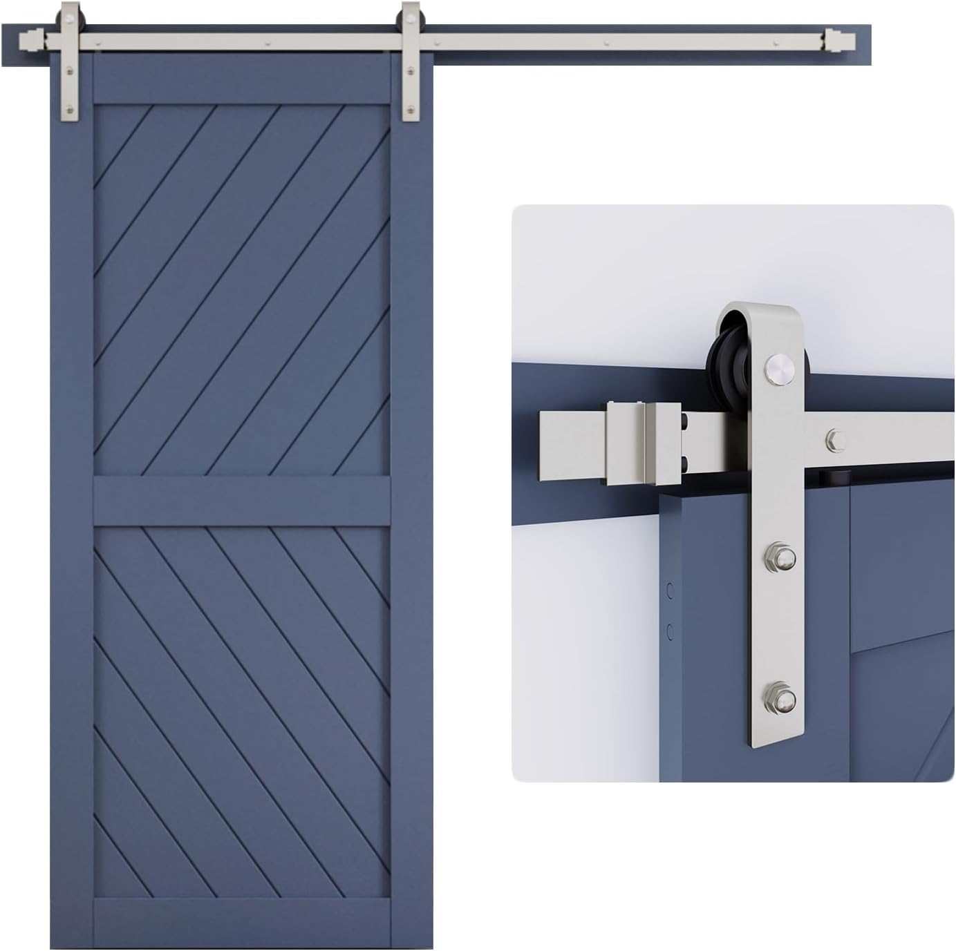 Kit rieles puerta corrediza granero 6.7pulg níquel