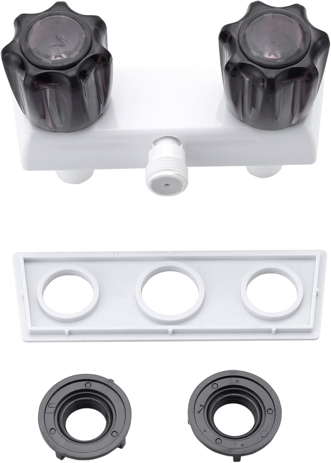 Grifo ducha caravana 4" doble perilla pomos acrílicos