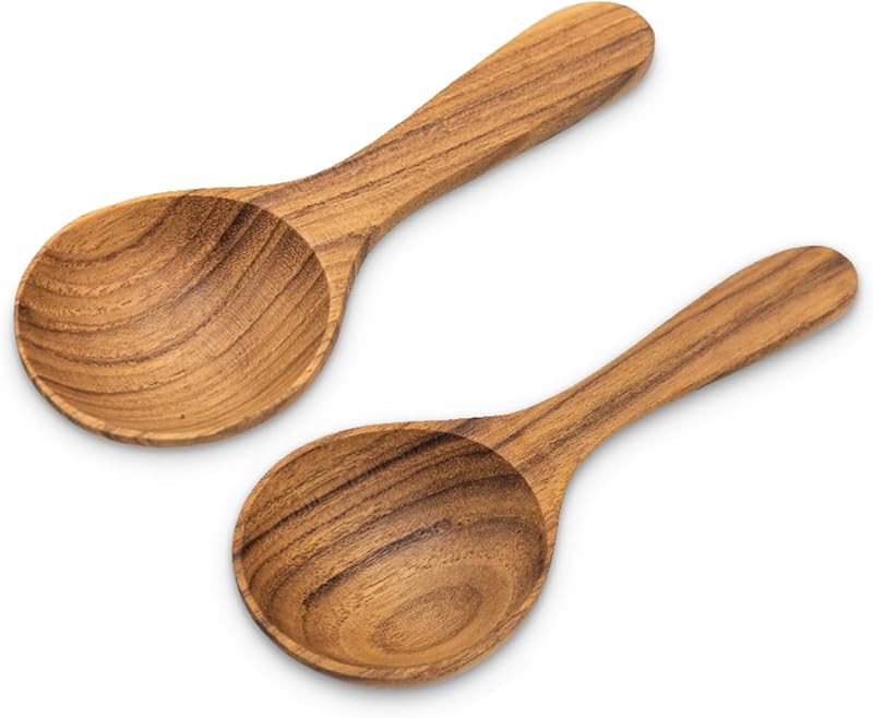 Cucharas teca para azúcar sal café especias 1/2 mesa x2