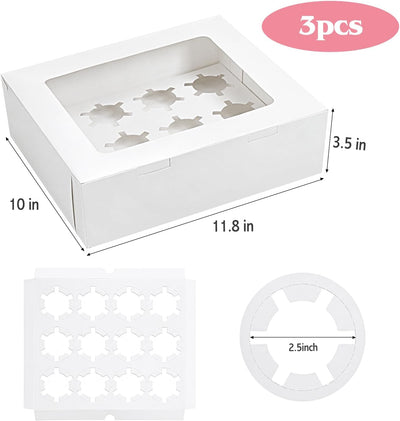 Cajas para cupcakes Moretoes 12 unidades con ventana blanco