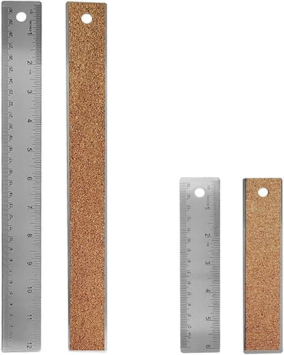 Regla acero inox 6x12 pulg con respaldo corcho pack 2