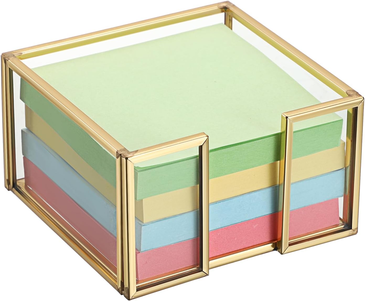 Soporte notas adhesivas vidrio dorado antiderrap
