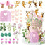 Decoración pastel hadas temática jardín puerta rosa