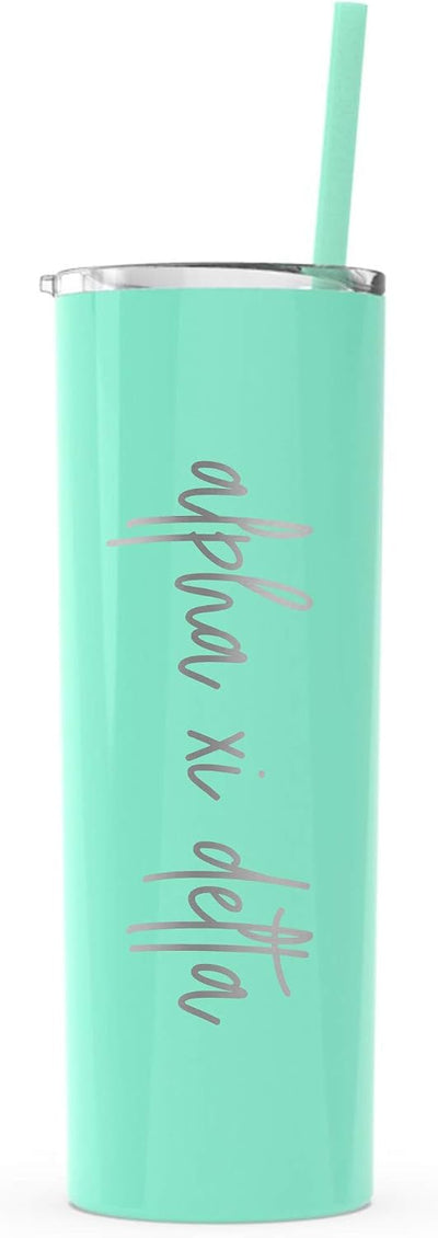 Vaso delgado grabado láser con popote menta