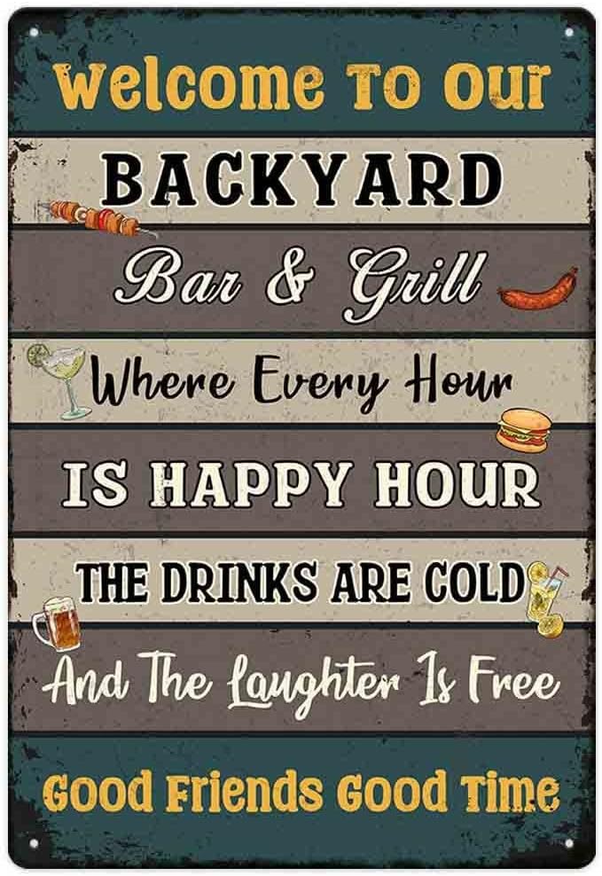 Letrero bar parrilla patio 12x8" decorativo