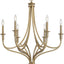 Candelabro redondo 6 luces 360W oro miel 32x28pulg