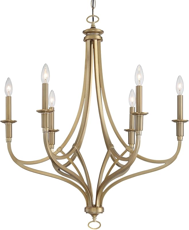 Candelabro redondo 6 luces 360W oro miel 32x28pulg