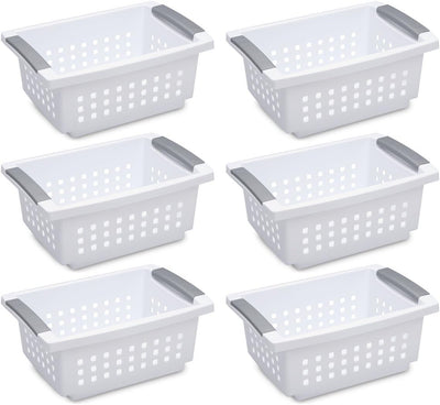 Cesta apilable blanca con detalles titanio set 6