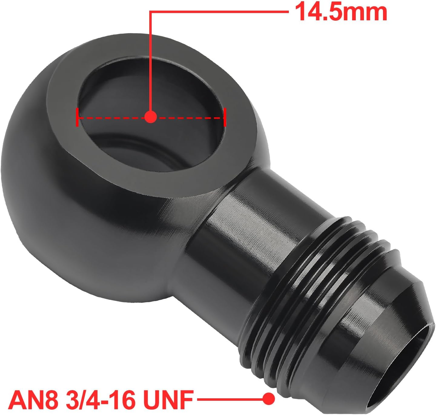 Adaptador Banjo 14.5mm a 8AN Macho Aluminio Negro