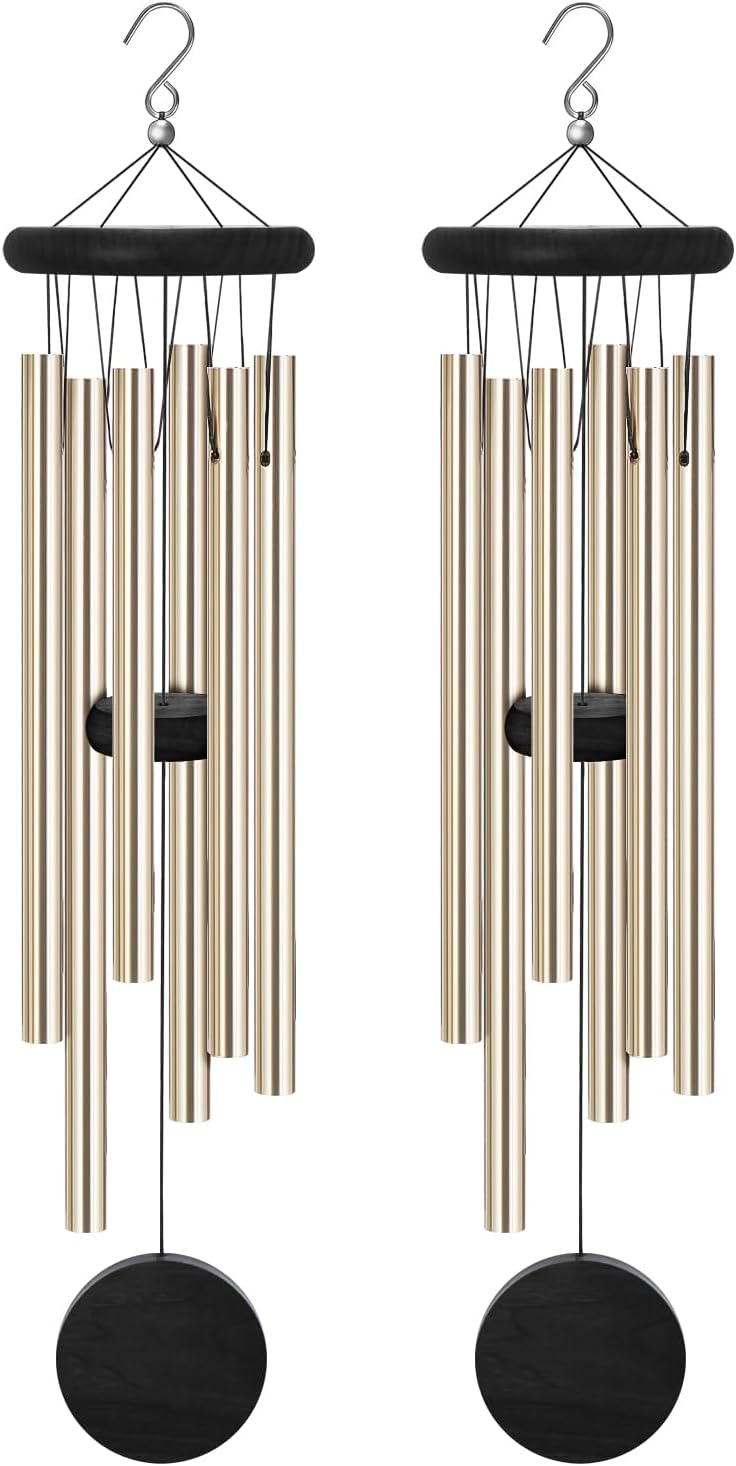 2 Campanillas Viento Exteriores con 6 Tubos Aluminio Gancho