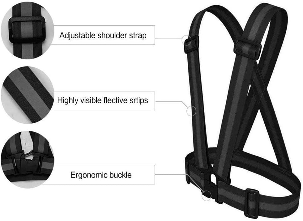 Chaleco reflectante ajustable para ciclismo y correr 2uds