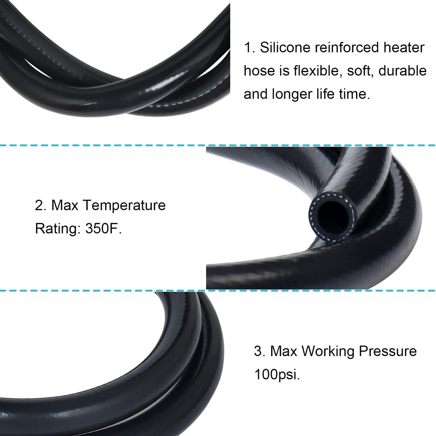 Manguera silicona 3/8x5ft 1.5M 100psi 350F