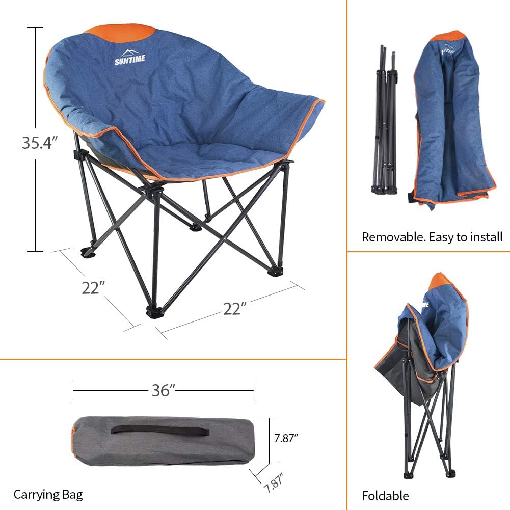 Silla plegable acolchada gran tamaño para camping y ocio