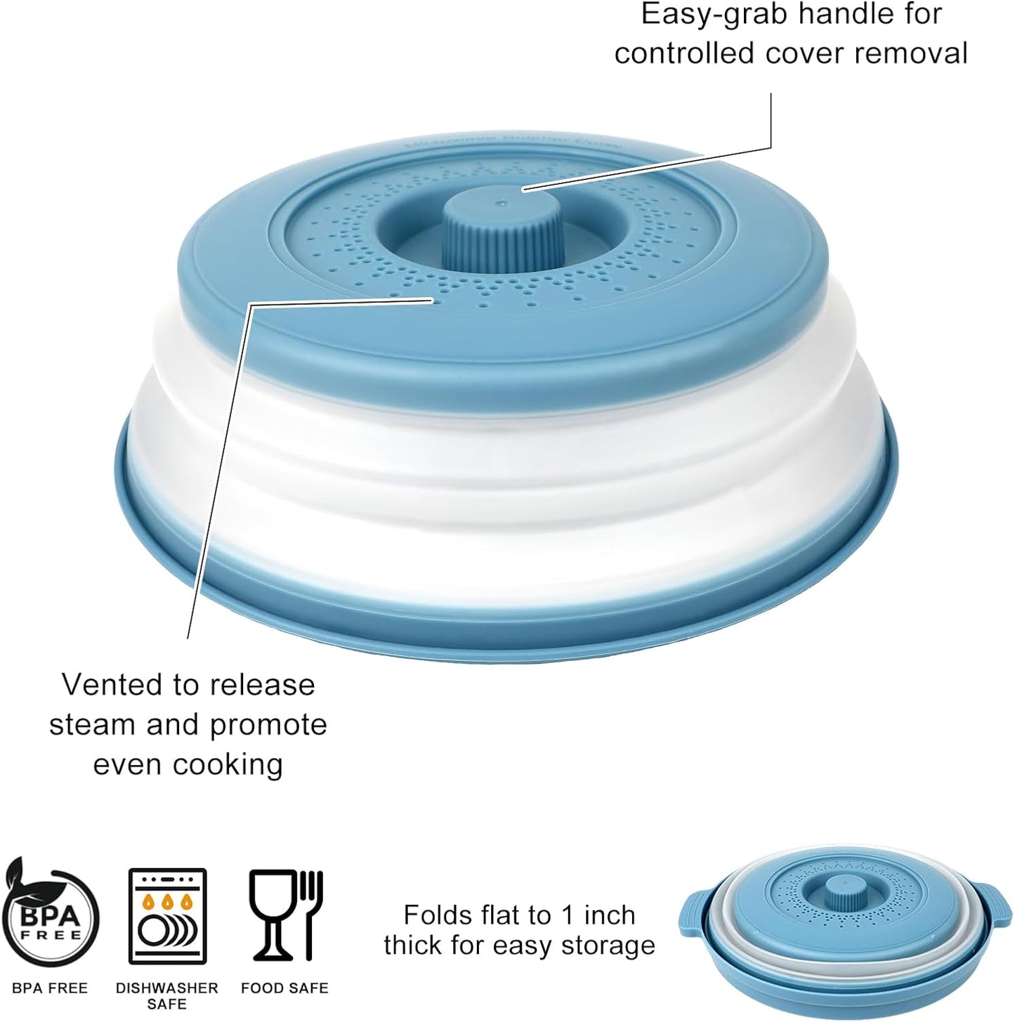 Cubierta microondas ventilada con colador silicona sin BPA