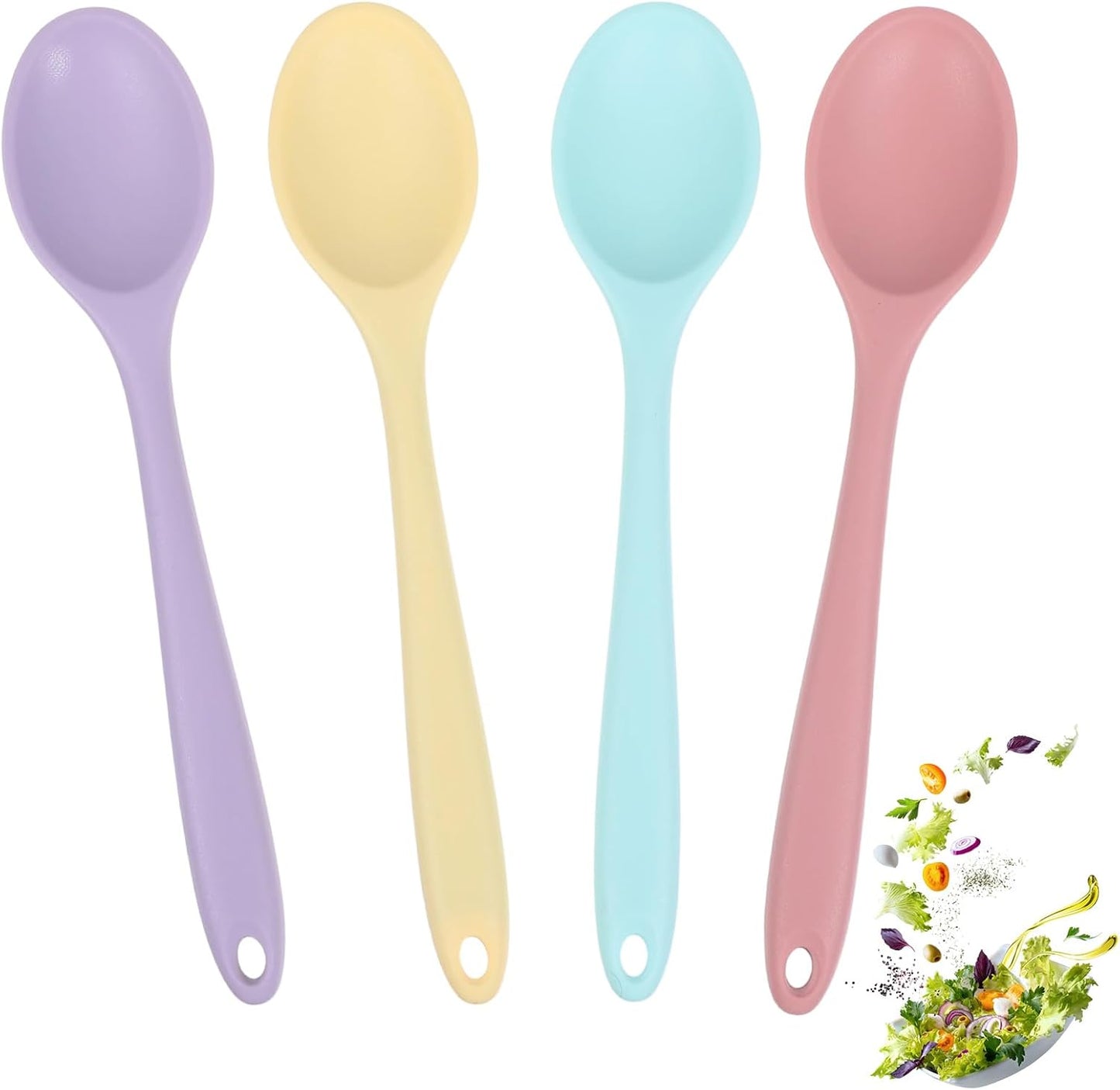 4 Pzas Cucharas Silicón Resistente Calor para Cocina y Mezclar