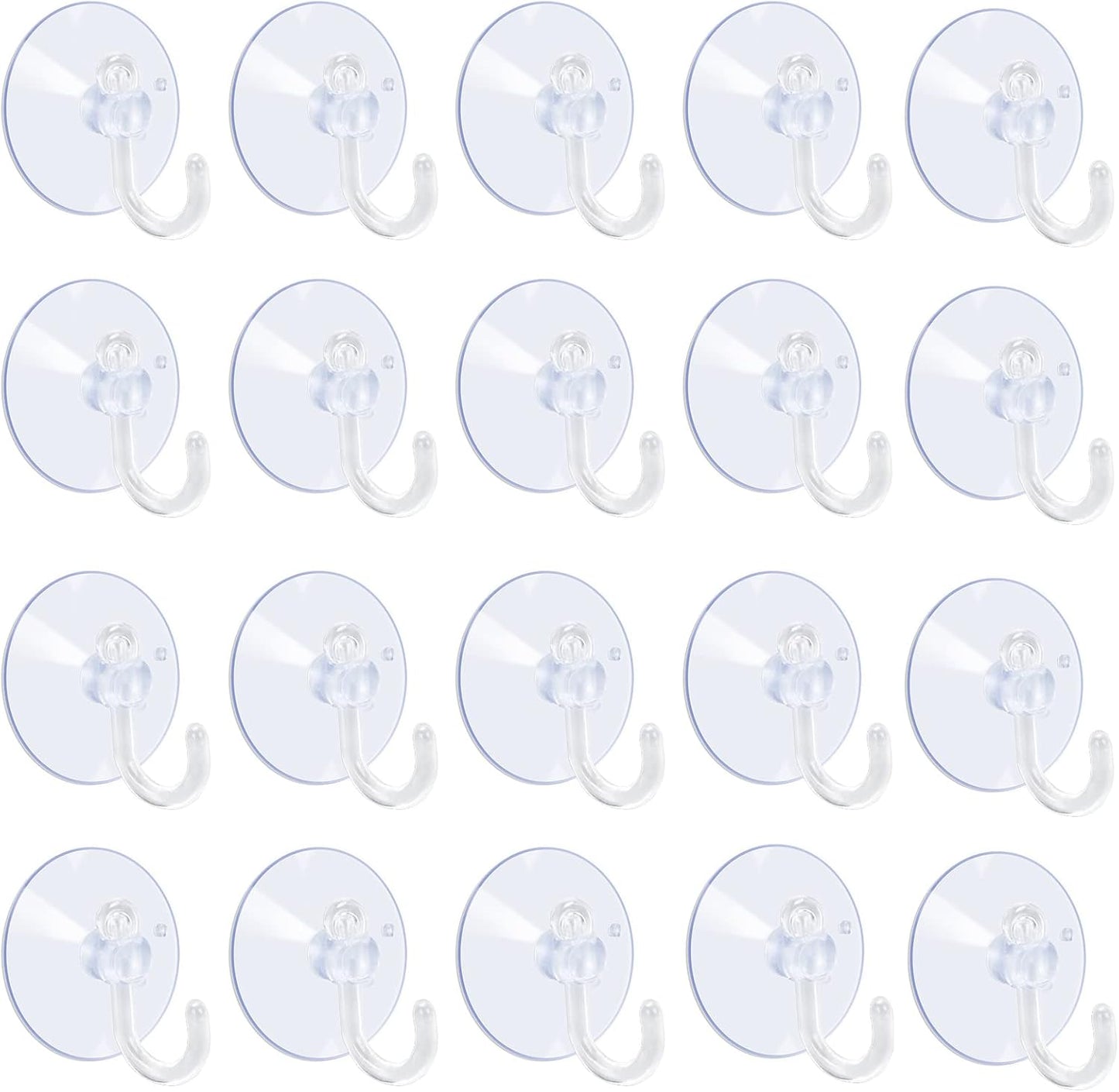 20 Ventosas Transparentes 1.2" con Ganchos para Hogar