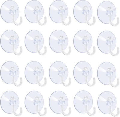 20 Ventosas Transparentes 1.2" con Ganchos para Hogar