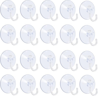 20 Ventosas Transparentes 1.2" con Ganchos para Hogar