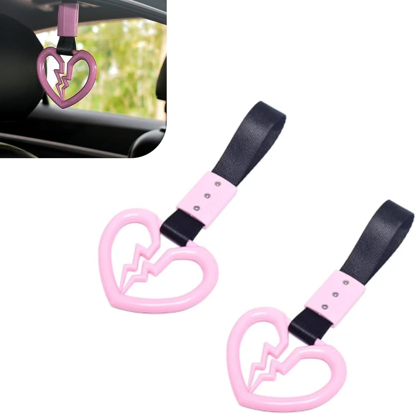 2 Pzas Correas Mango Auto Corazón Roto Anillo Advertencia