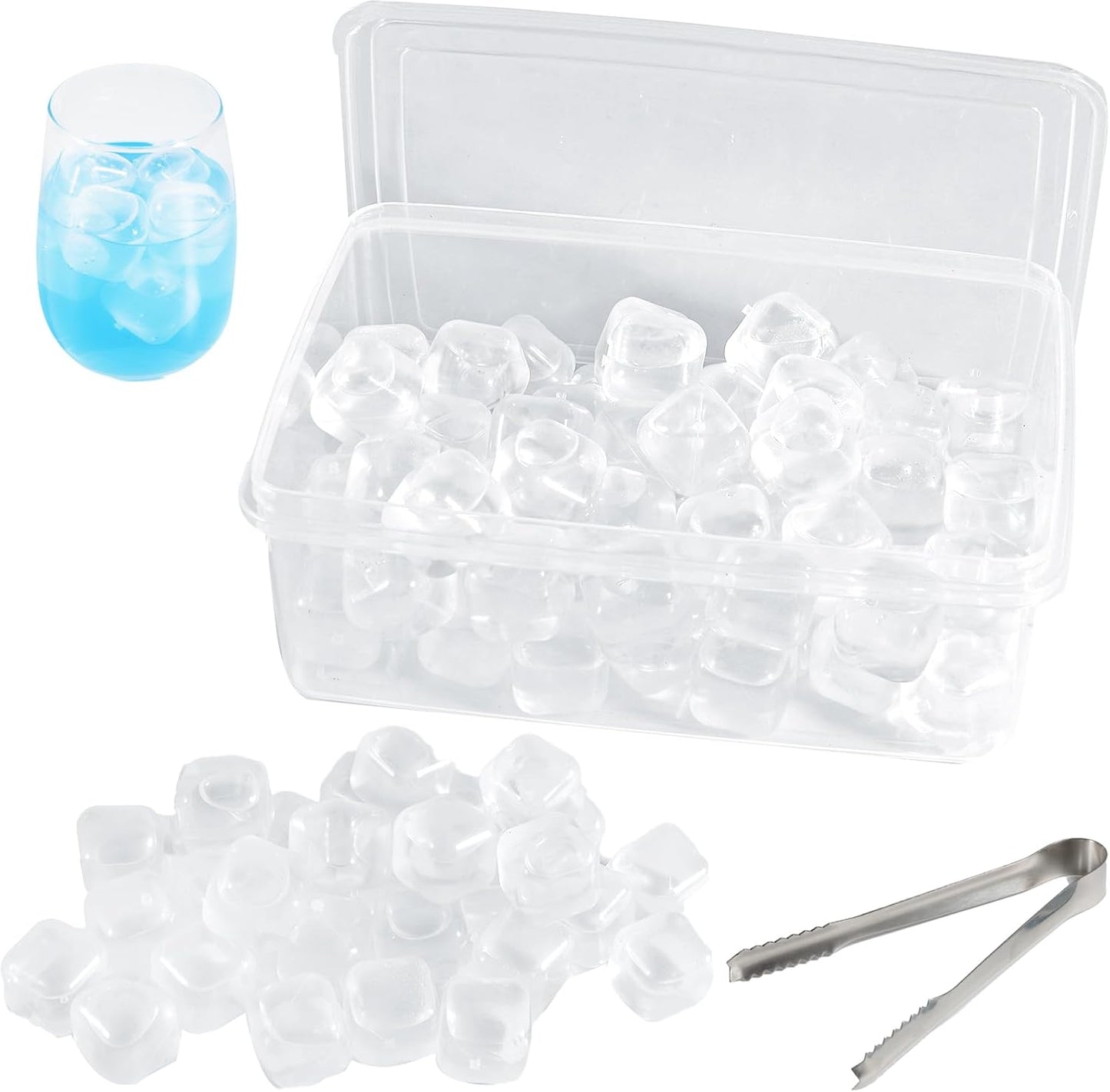 60 Cubitos Hielo Plástico Blanco Reutilizables