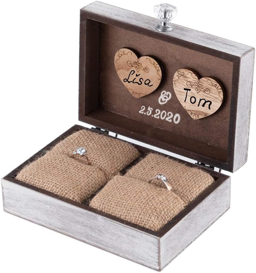 Caja anillos boda soporte matrimonio blanco antiguo