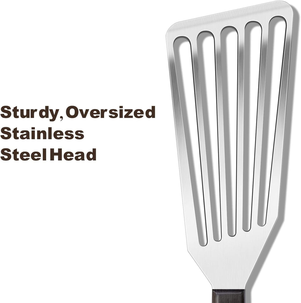 Espátula acero inox cabeza inclinada para voltear alimentos