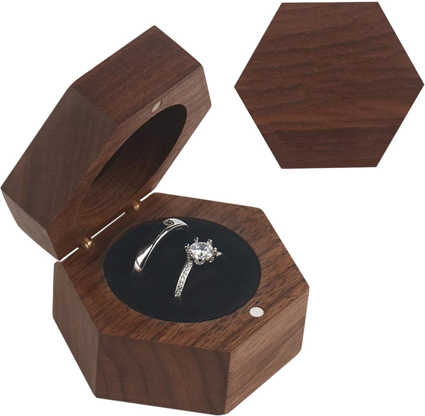 Caja regalo madera 2 ranuras anillos compromiso
