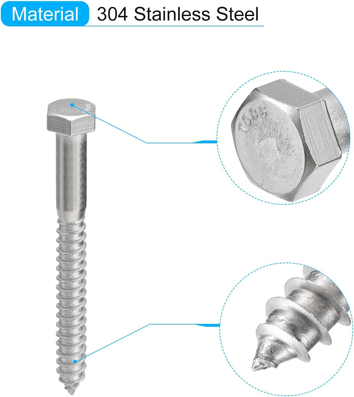 Tornillos hexagonales acero inox 304 1/2x5