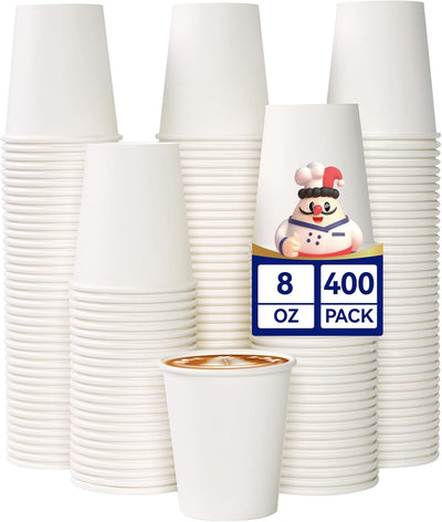 400 Tazas Papel 8oz para Café Agua Jugo Té