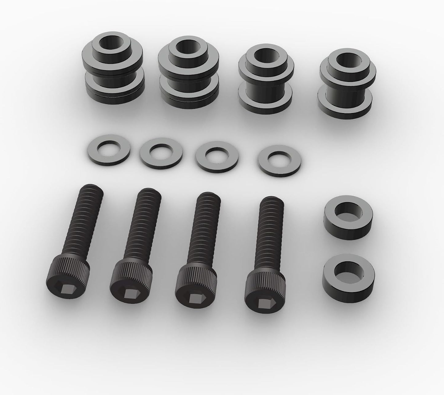 Kit hardware acoplamiento 4 puntos negro mate Harley