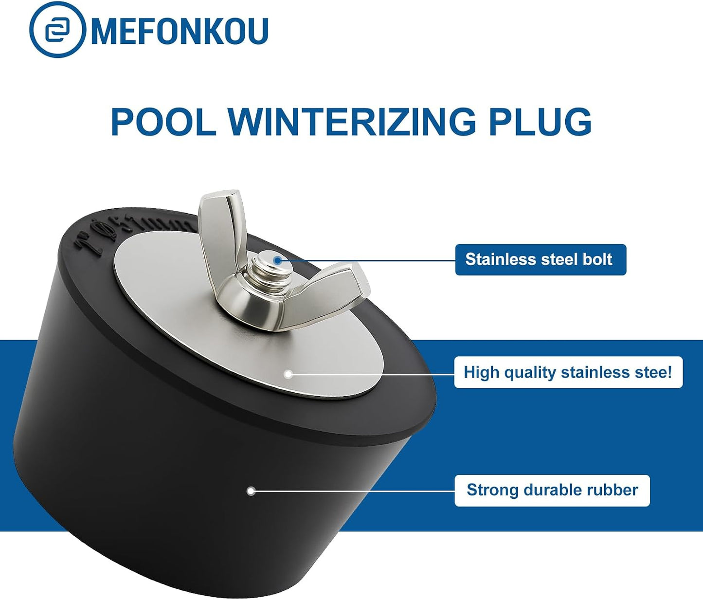 Tapones piscina 2pulg acero inox goma expansión set 2