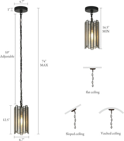 Luces colgantes negras para isla cocina con pantalla vidrio