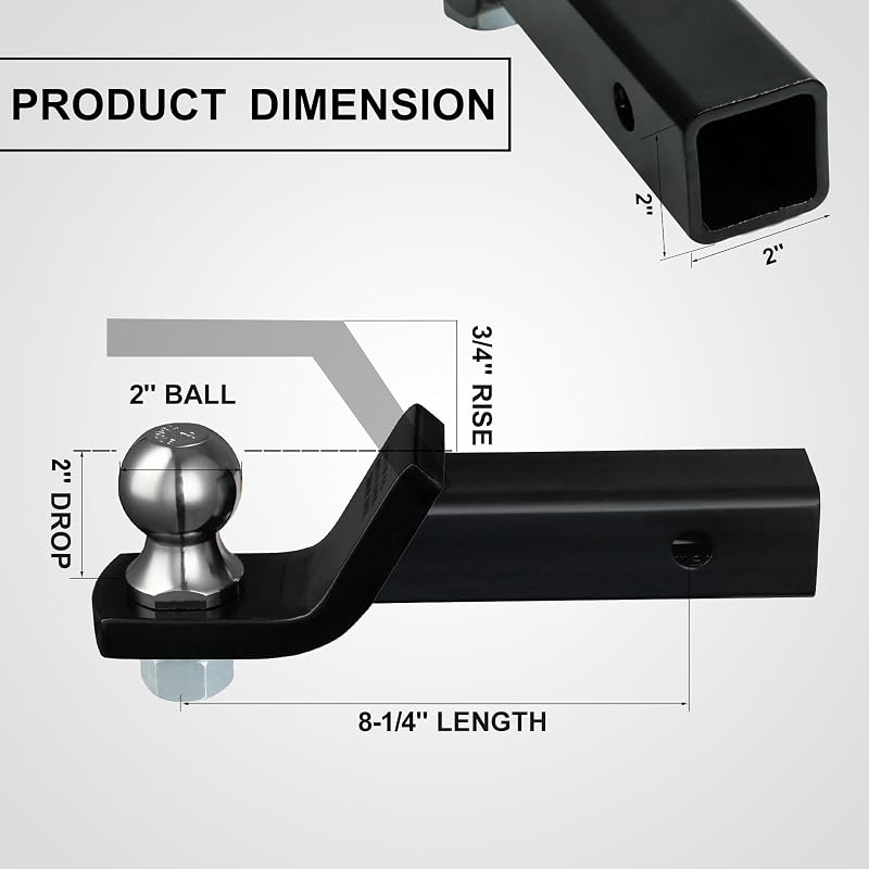Soporte bola enganche remolque 2pulg acero 7500lb
