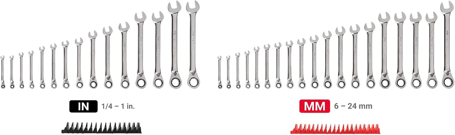 Set llaves trinquete 12 puntos 34 pzas 1/4-1 pulg