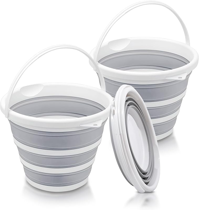 2 Cubos Plegables 10L para RV Camping Limpieza
