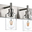 4 Luces Tocador Níquel Vidrio Aplique