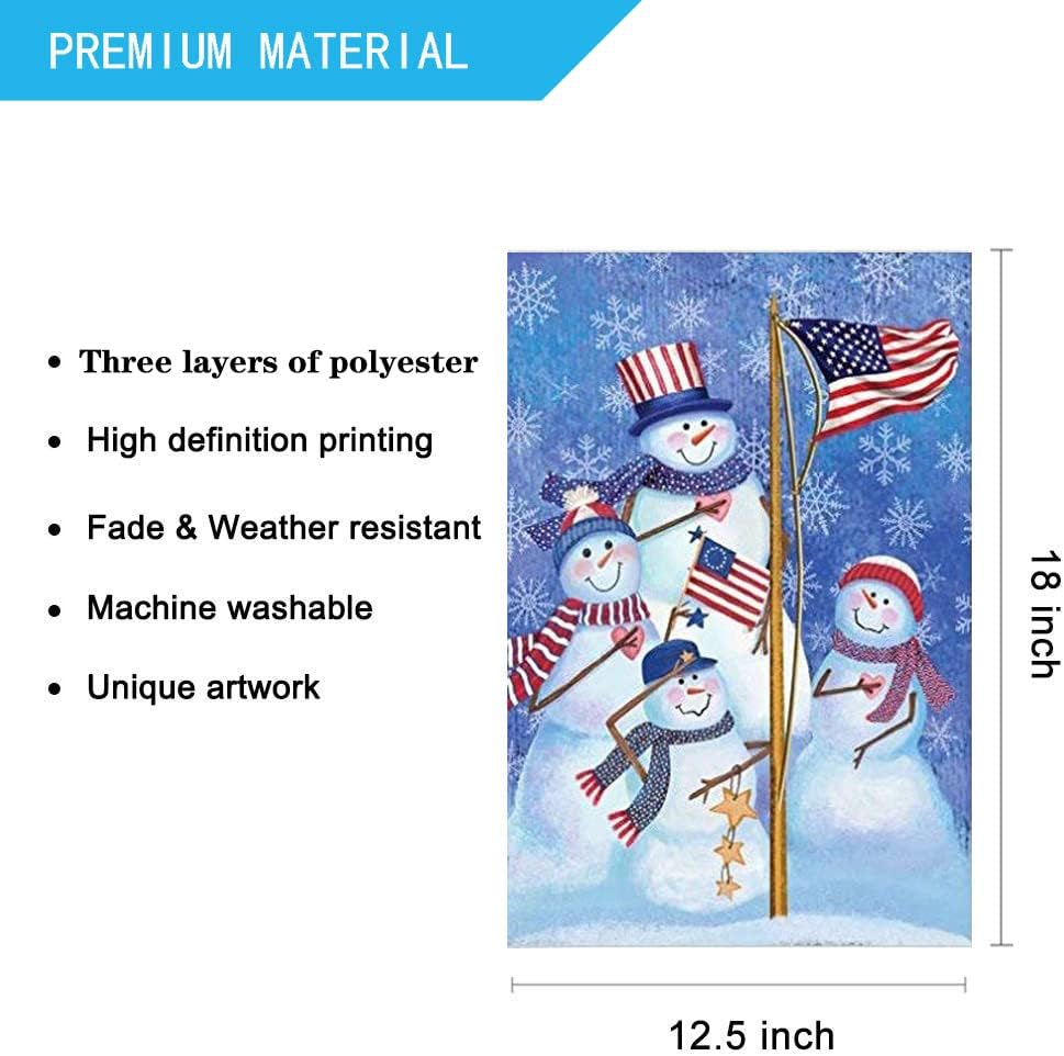 Bandera jardín muñeco nieve Navidad 12.5x18pulg doble cara