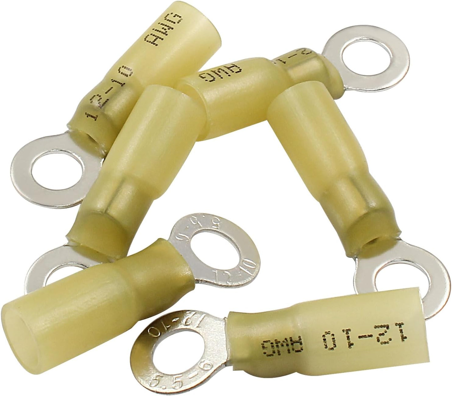 100 Terminales Anillo M6 Amarillo 12-10 AWG para Automóviles