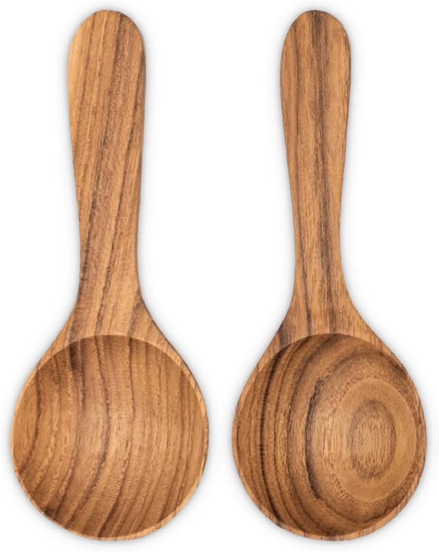 Cucharas teca para azúcar sal café especias 1/2 mesa x2