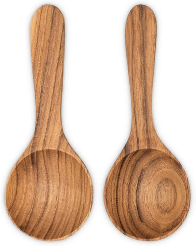 Cucharas teca para azúcar sal café especias 1/2 mesa x2