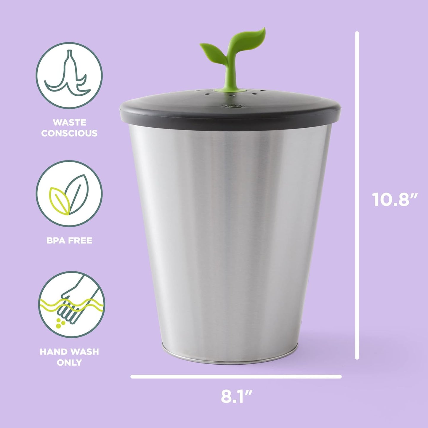 Contenedor compostaje encimera 3.3L gris acero