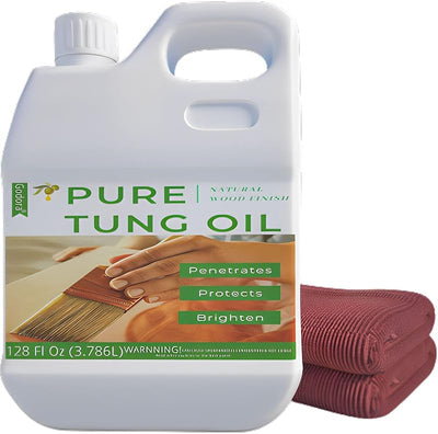Aceite Tung puro 128oz para acabado madera interior