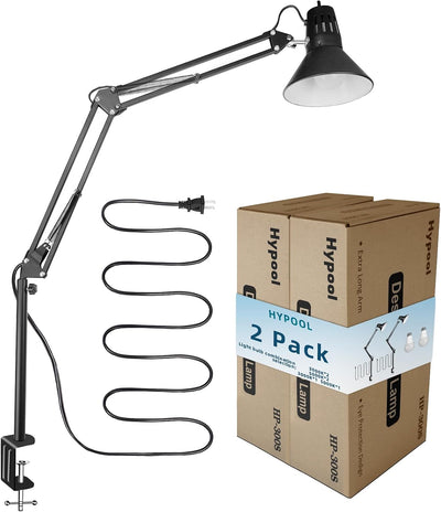 2 Lámparas Escritorio LED A19 E26 Metal Alto Brazo Oscilante