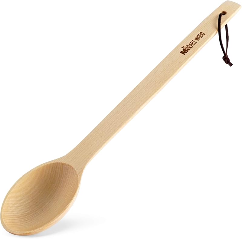 Cuchara madera haya 17pulg ergonómica con bucle cuero
