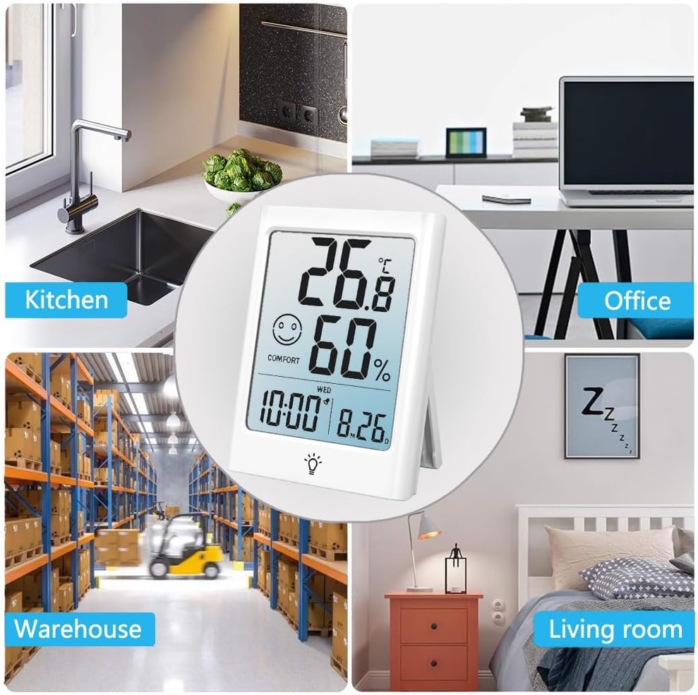 Termómetro digital con luz y alarma para habitación