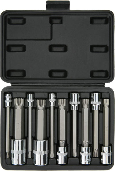 Set llaves vaso ranura 1/2 3/8 1/4 acero M4-M18 10 Pzas