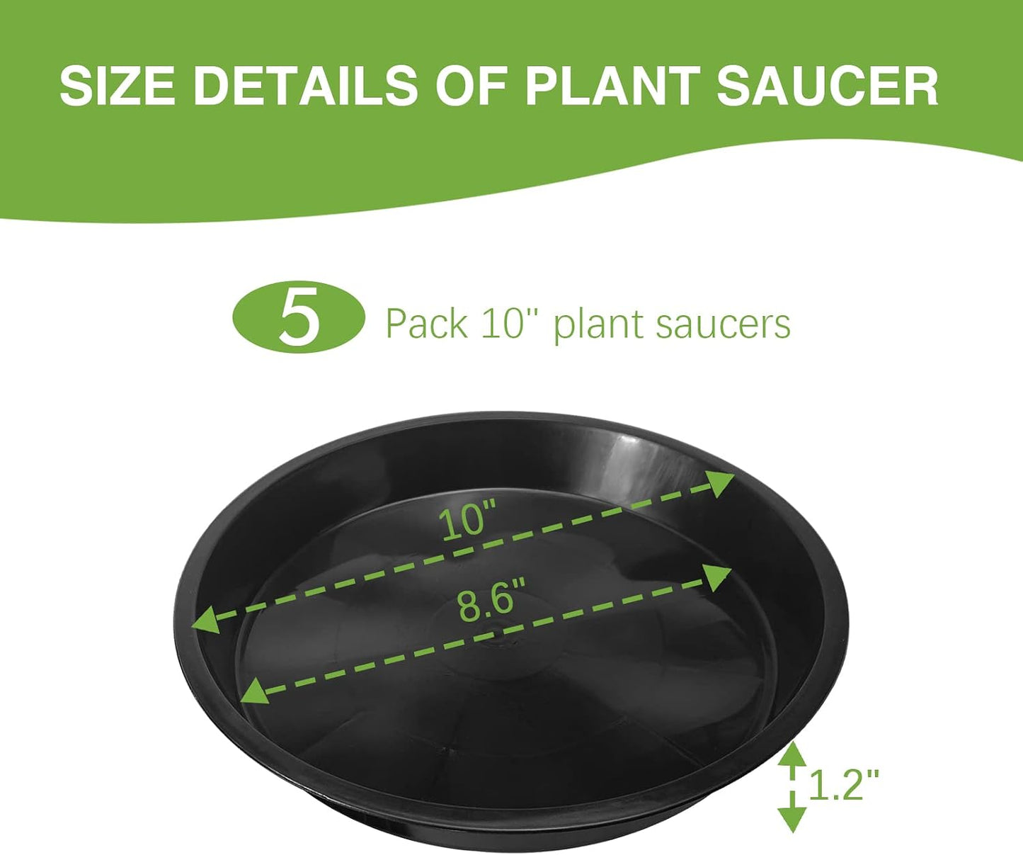 Platillo para plantas 4-22pulg set 5 bandejas plástico sin agujeros